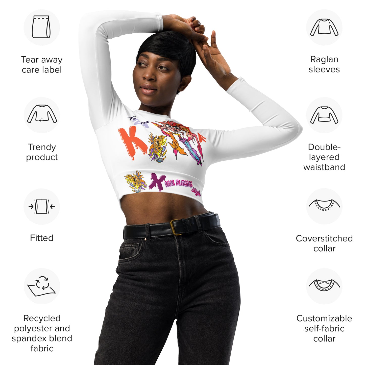 Recycled long-sleeve crop top